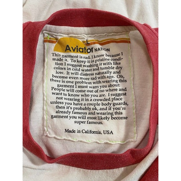 Aviator Nation SUPER RARE CALIFORNIA IS FOR LOVERS Raglan Sleeve T Shirt Top L - Picture 12 of 13